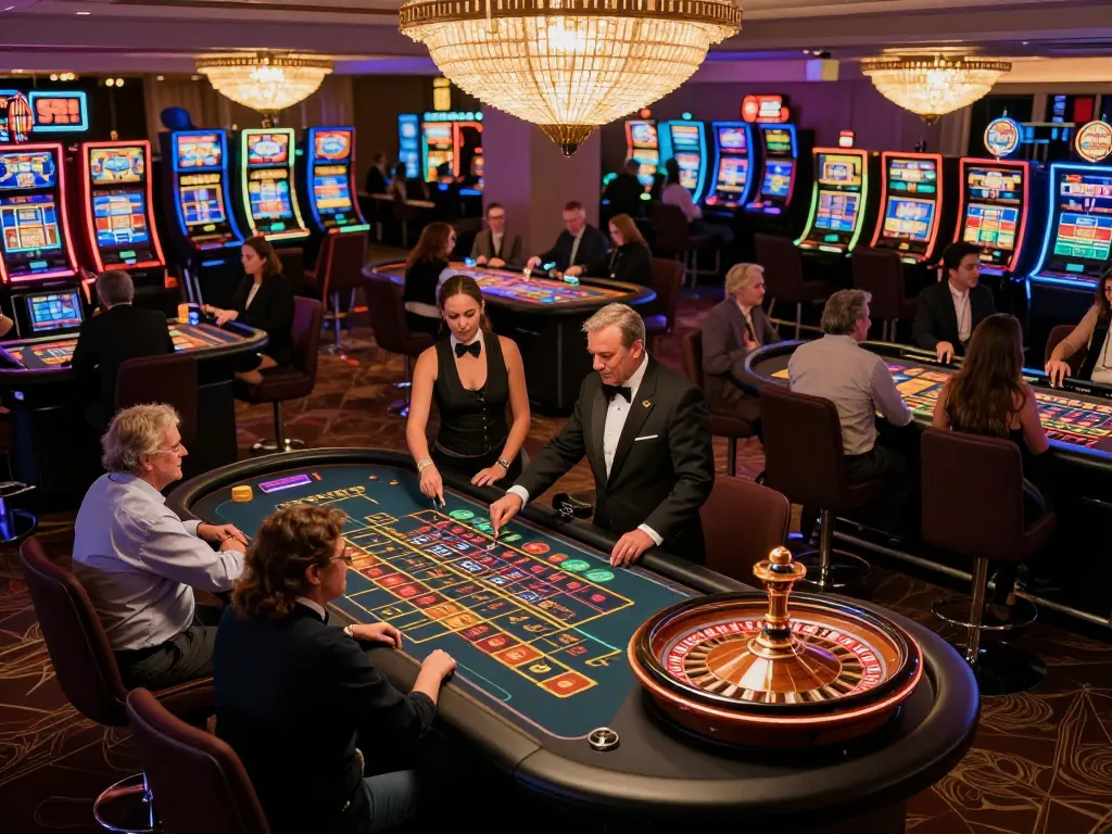 RR88 players enthusiastically betting at vibrant roulette tables in an upscale casino atmosphere