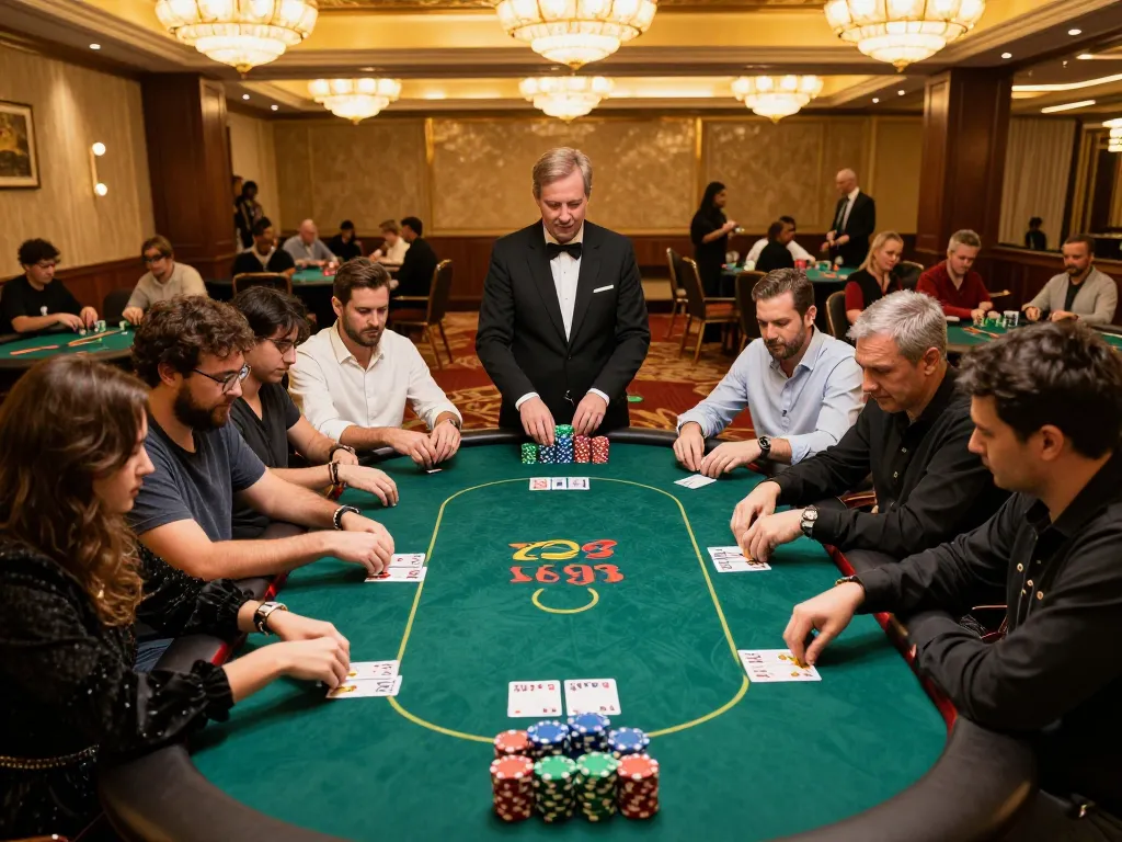Competitive poker action at xx88 casino with players deep in strategy