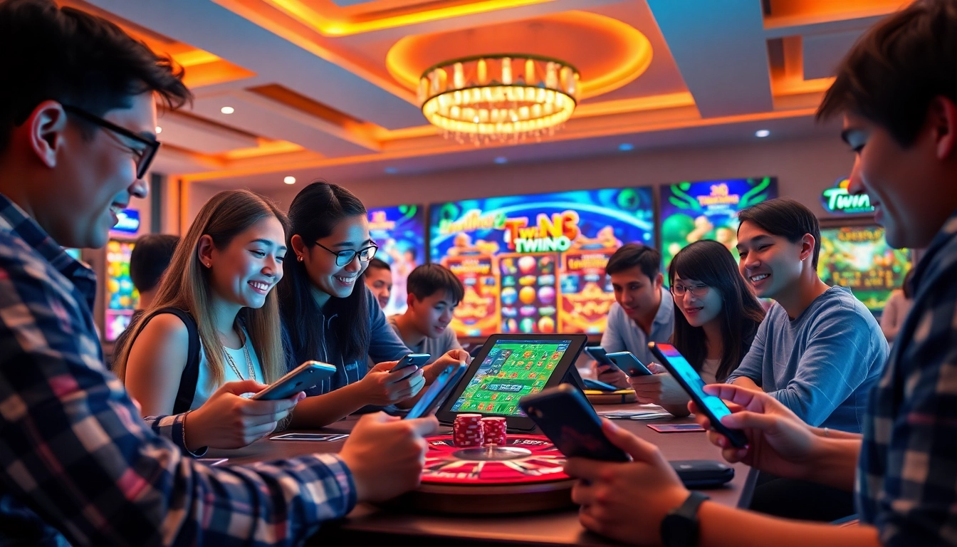 Exciting gameplay experience at game bài Twin68 with diverse players immersed in vibrant online casino.
