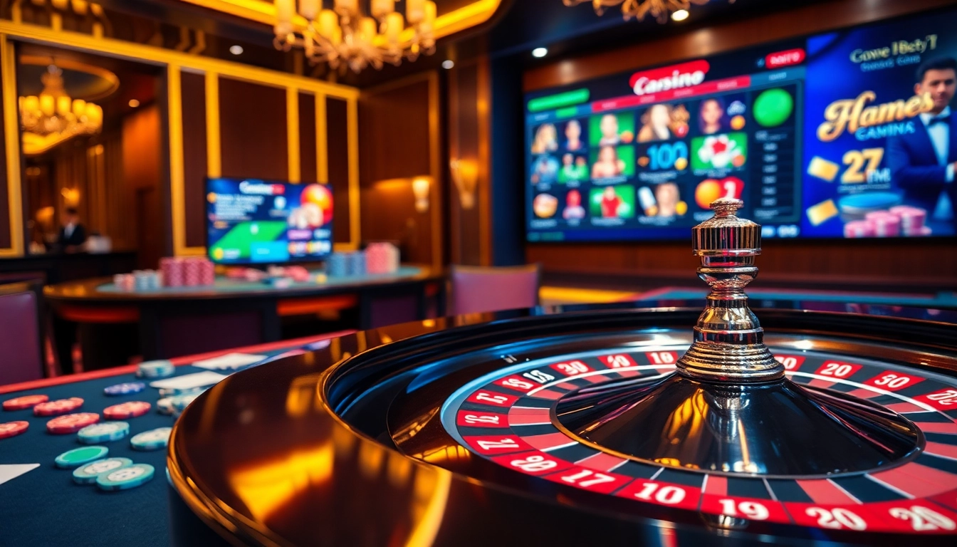 Engaging gameplay at https://thabet77.sa.com/ with vibrant casino elements like roulette and poker chips.