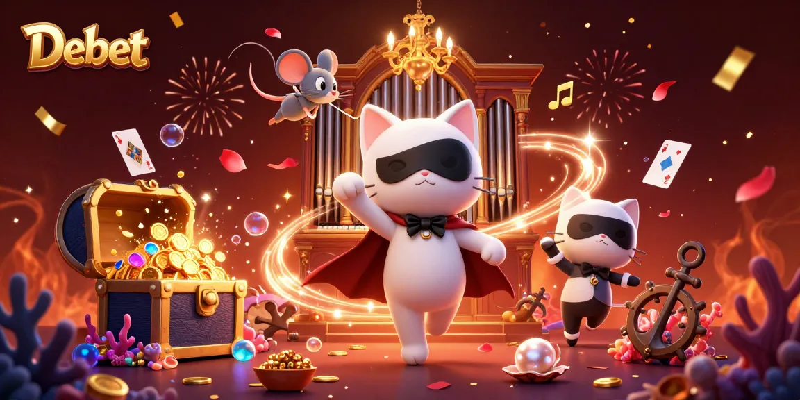 Experience winning strategies at Debet with immersive casino illustrations featuring vibrant characters and elements.