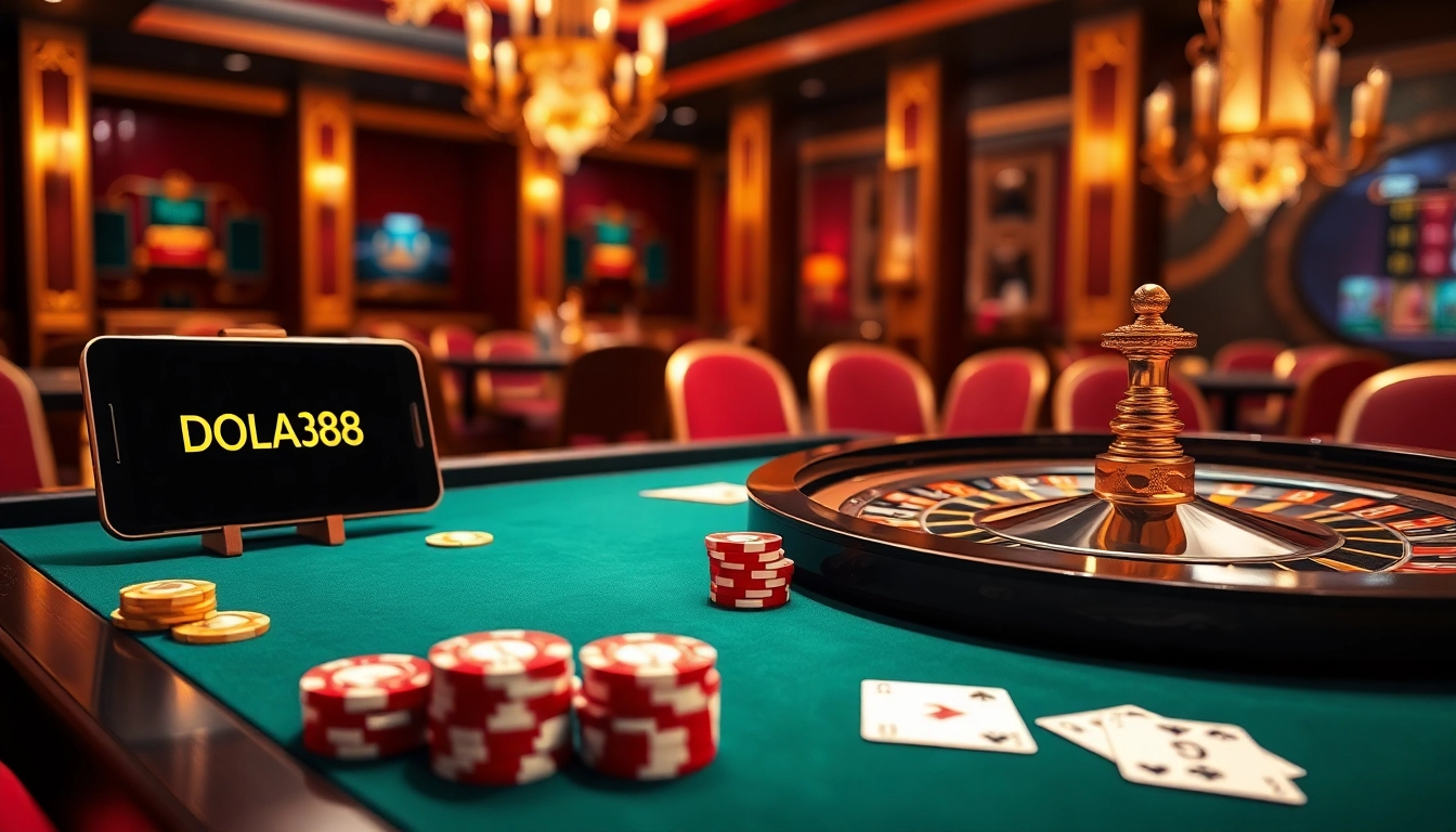 Engaging scene from https://dola88vn.com/ featuring interactive poker and roulette games.