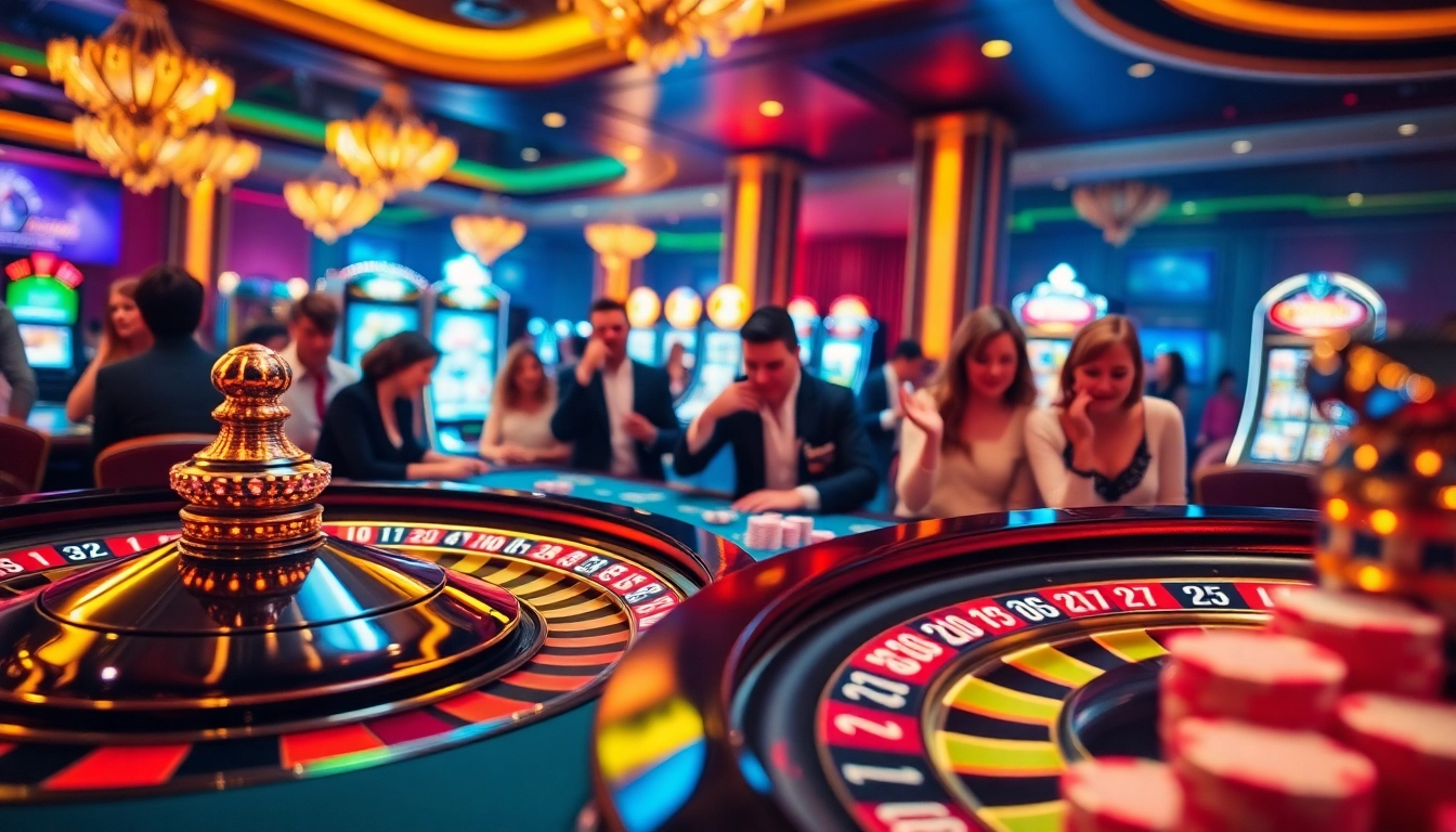 Experience the excitement of lodetructuyen with vibrant casino tables and spinning roulette wheels.