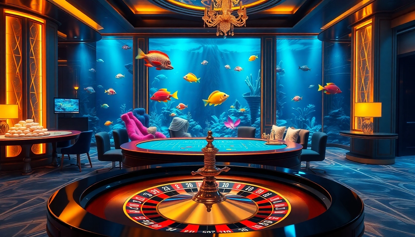 Bắn cá đổi thưởng game interface with vibrant underwater graphics presenting lively 3D fish and treasure elements.