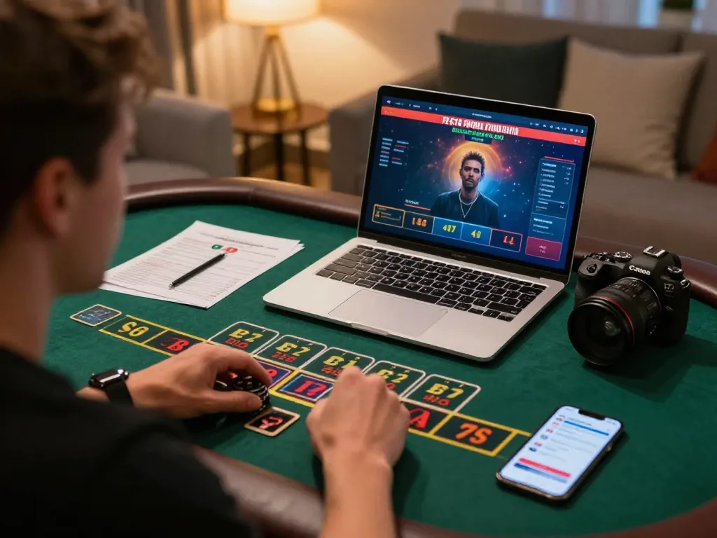 OPEN88 player engaging in live dealer blackjack action from home, showcasing responsible gaming.