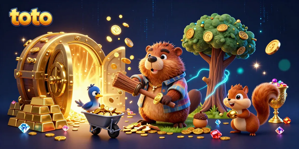 Collect coins with toto characters in a vibrant gambling scene full of treasures.