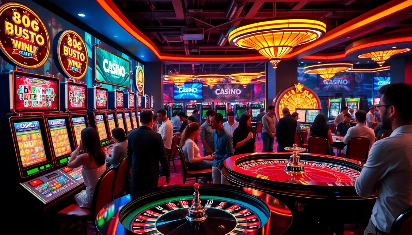 Exciting gaming scene at casino 88GO showcasing digital slot machines and roulette tables.