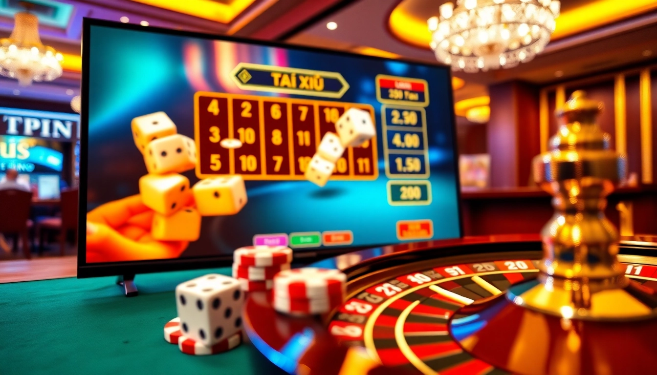 Play tài xỉu online with a stunning table set in an elegant casino environment.