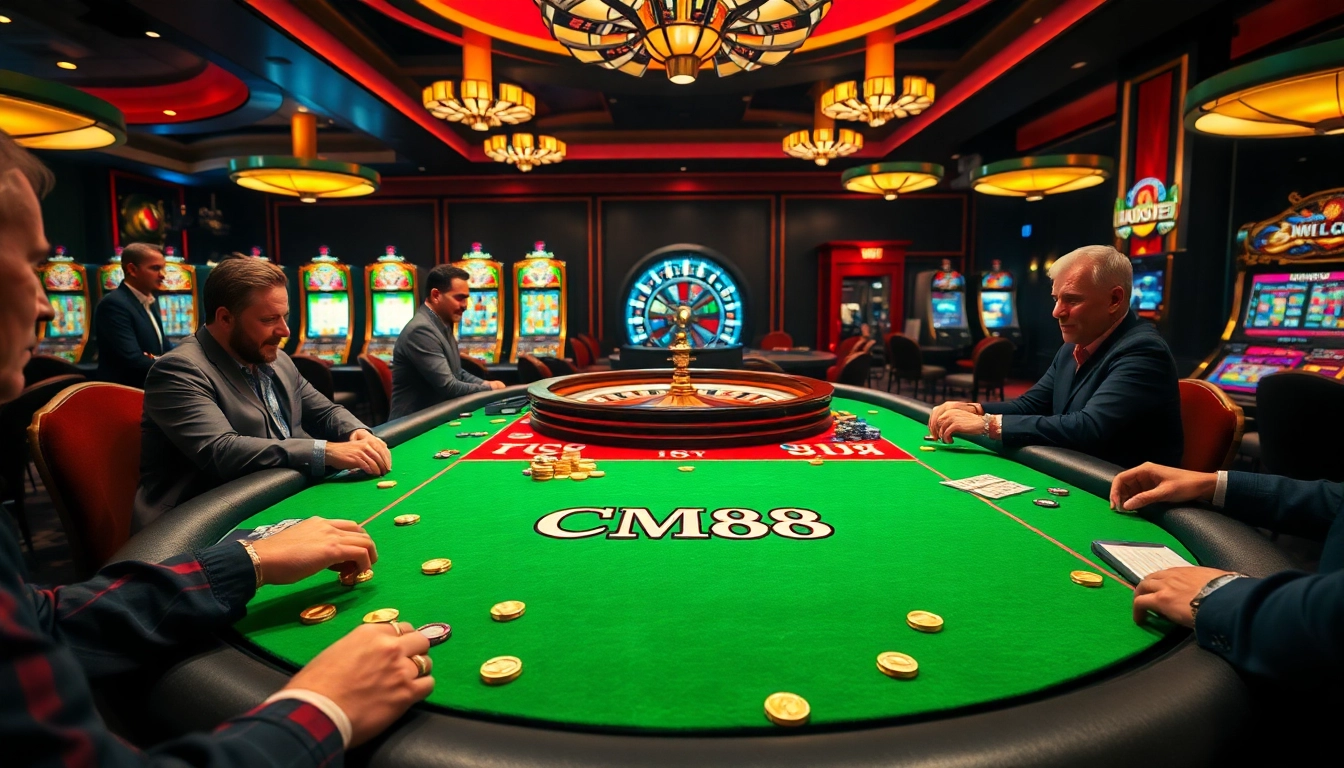 Experience the thrill of CM 88 with vibrant casino games and elegant poker tables.