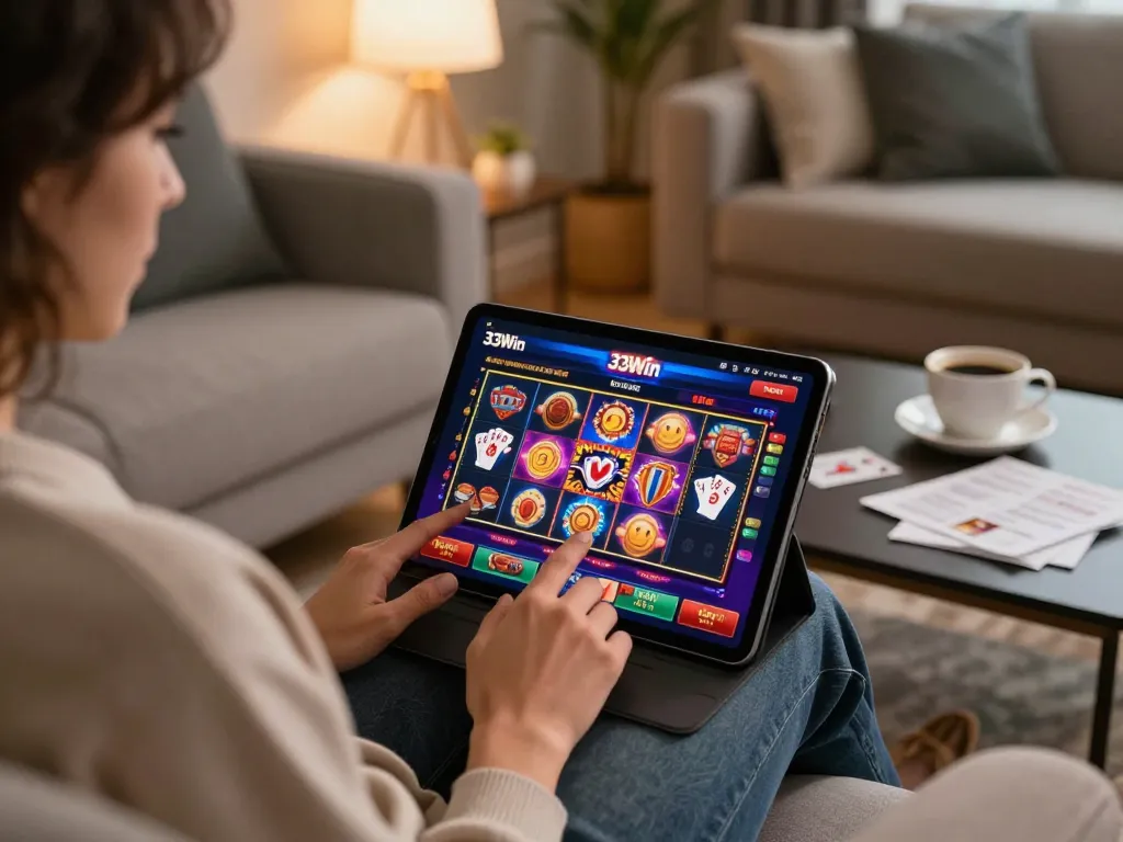 Engaging online gaming at 33Win luxury showcasing poker and slots with vibrant visuals.