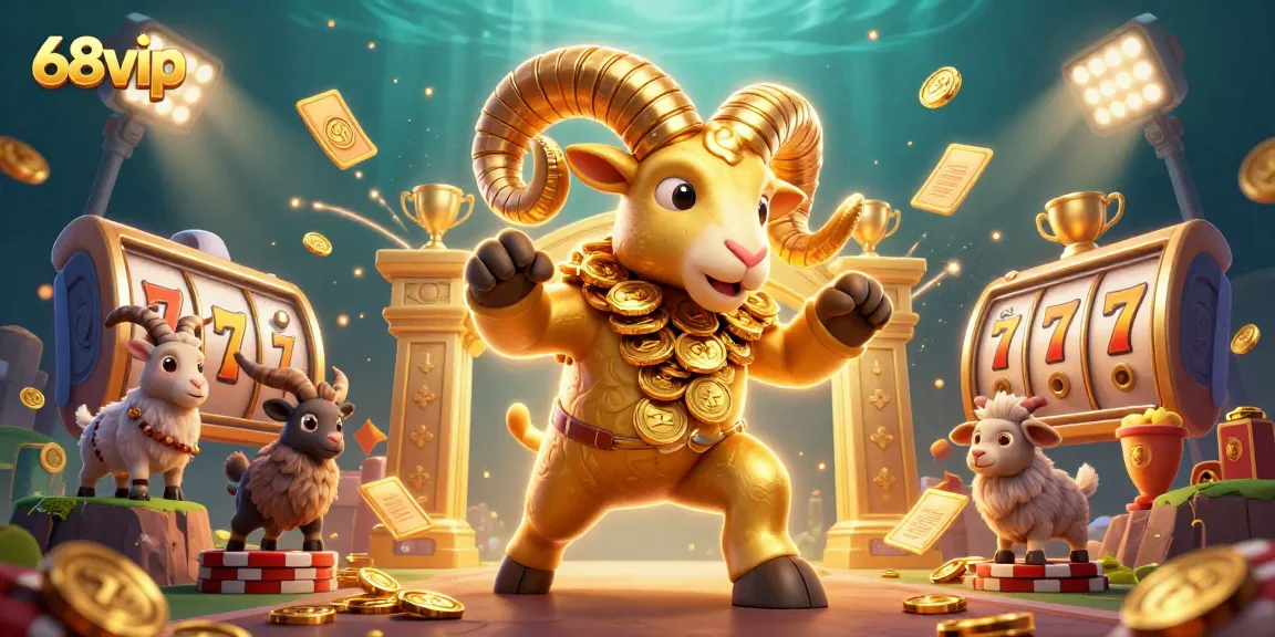 Experience thrilling wins at 68vip with vibrant golden illustrations of jackpot excitement.