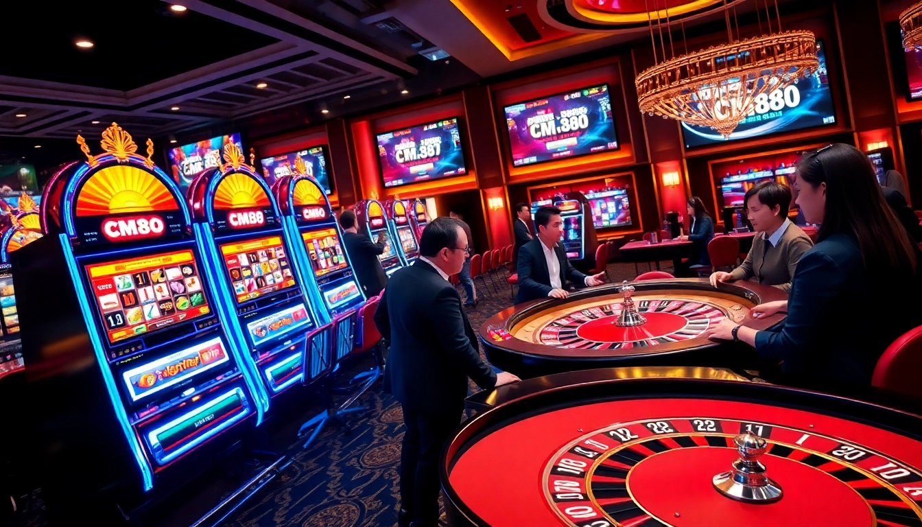 Experience thrilling gameplay at CM88 with vibrant casino tables and engaging slot machines.