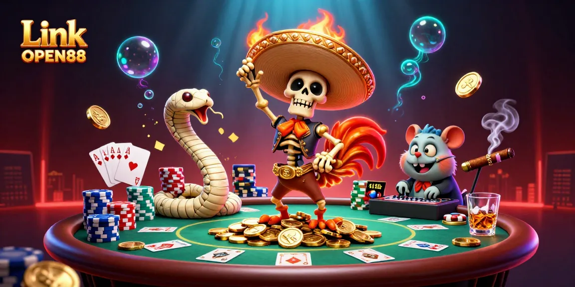 Experience vibrant winning energy with Link OPEN88 at this exciting casino scene featuring rich gaming elements.