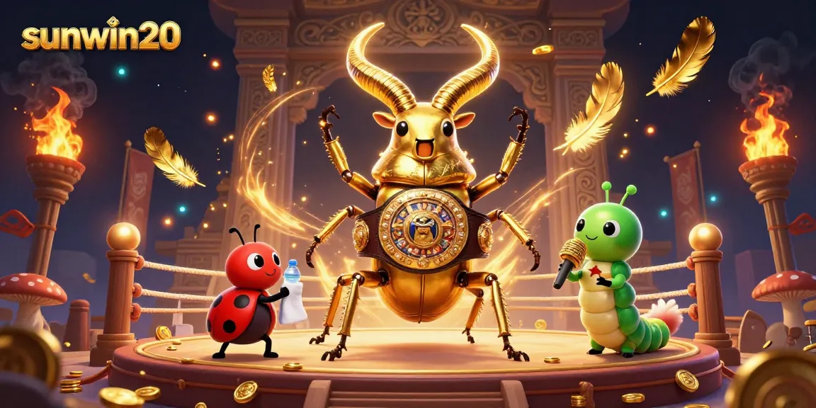 Engage with the thrilling atmosphere of sunwin20 featuring a golden stag beetle champion in a vibrant casino setting.