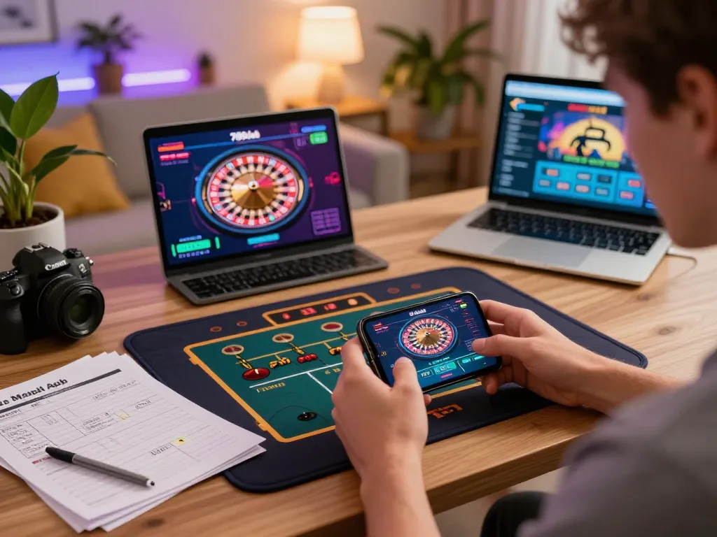 Engaging in 789club gameplay at home with a smartphone showcasing roulette.