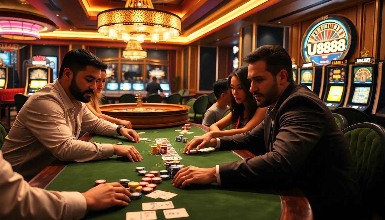Experience thrilling gameplay at U888's vibrant casino tables, filled with excitement and high stakes.