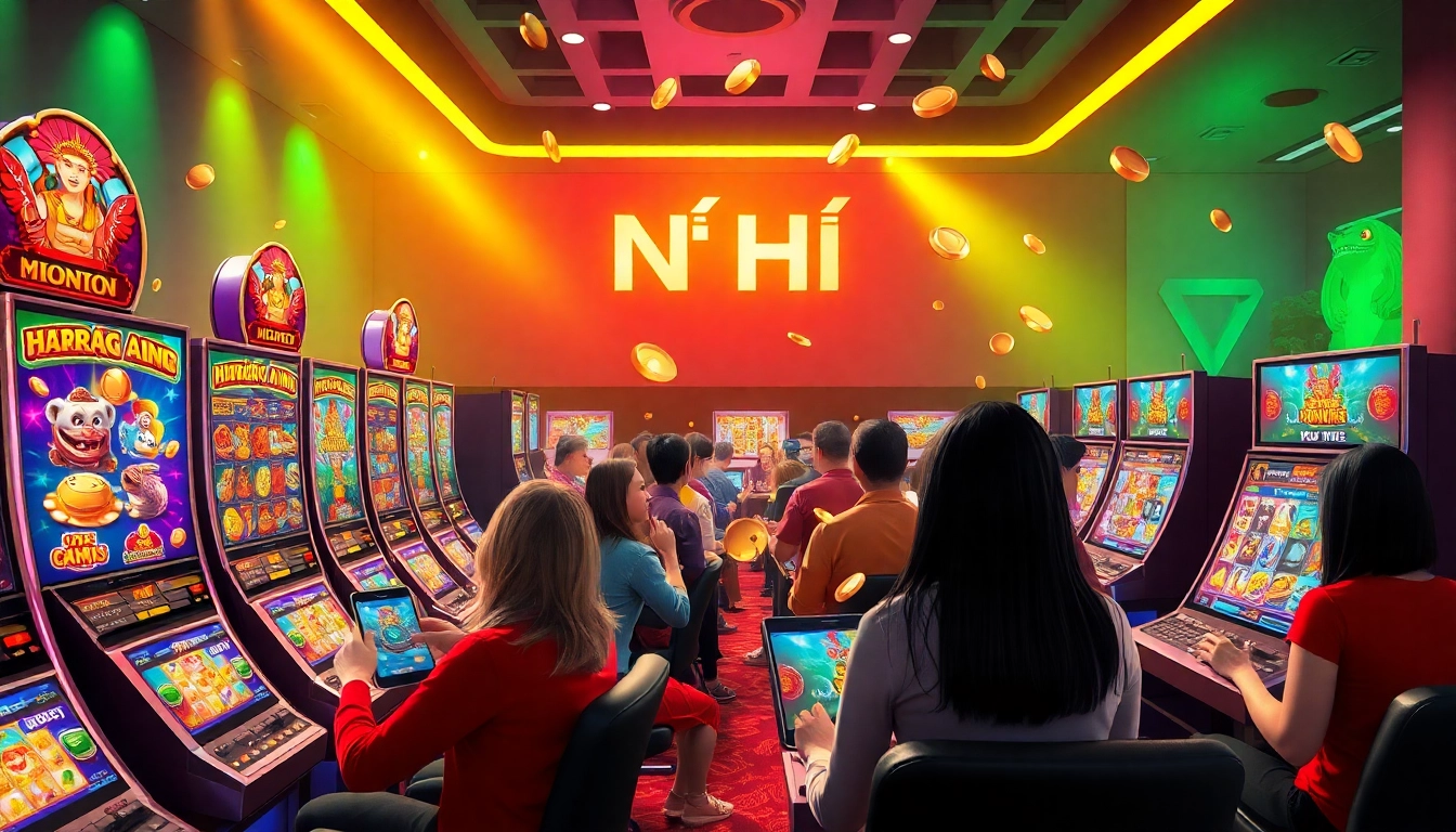 Nổ Hũ slots in a vibrant online casino with players enjoying engaging gameplay and exciting winnings.