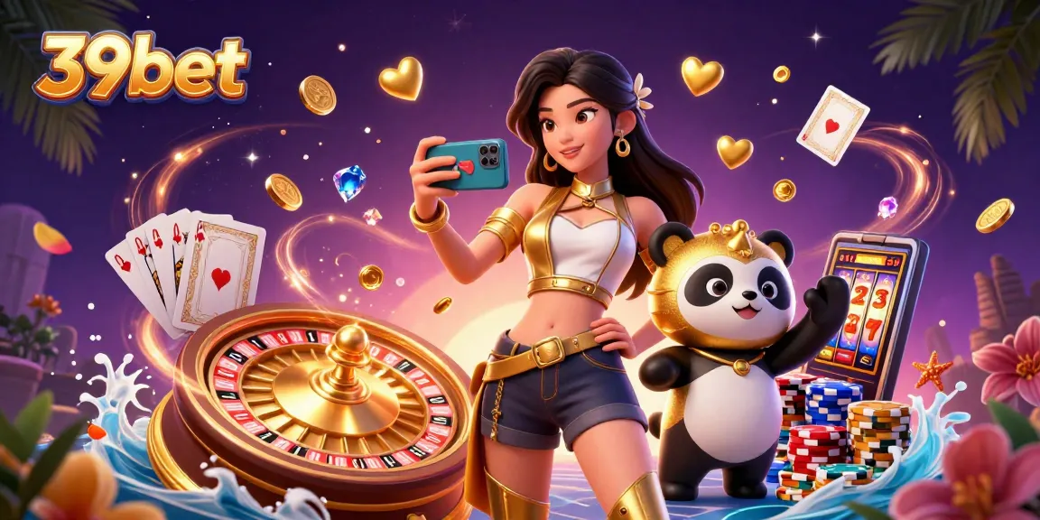 Experience thrilling gaming moments at 39bet with a vibrant 3D casino illustration.