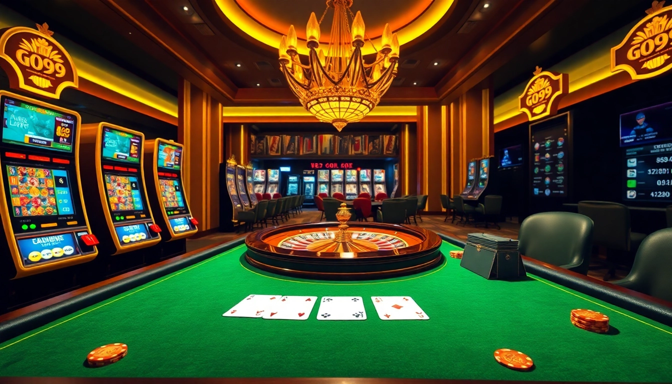 Experience GO99's online casino excitement with vibrant slot machines and elegant poker layouts.