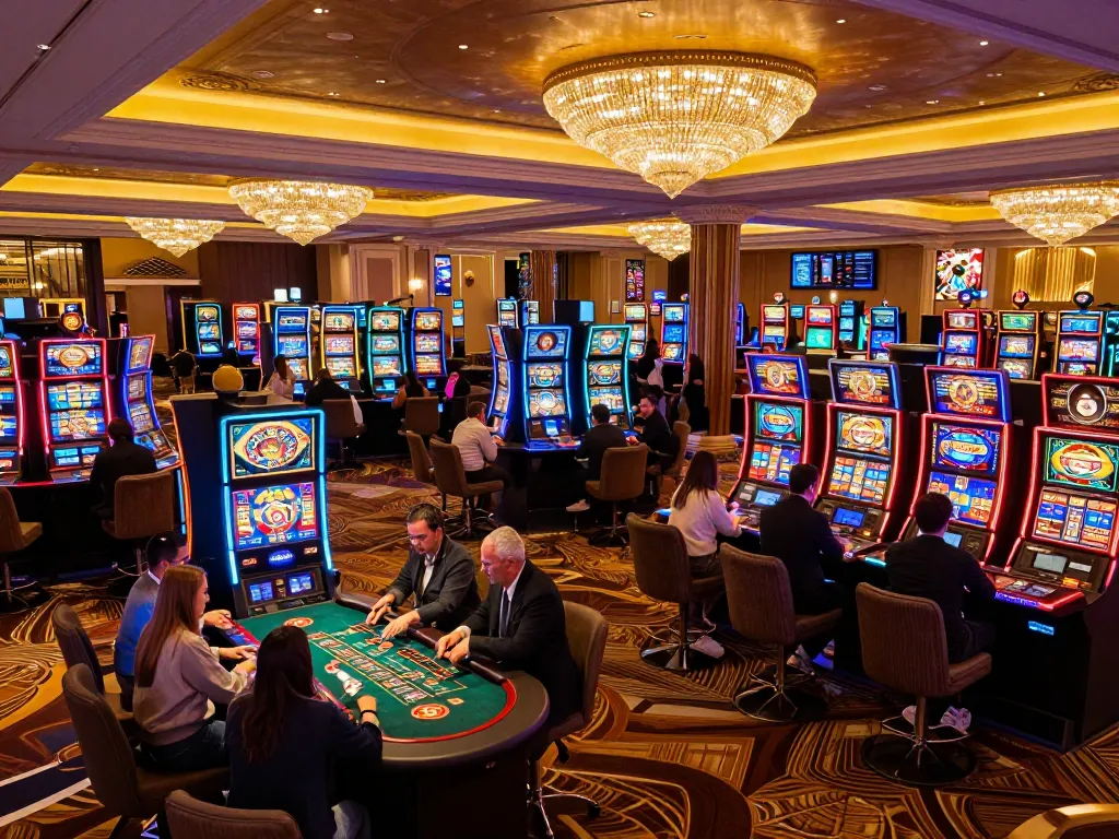 A player strategizing at the blackjack table of 8kbetcom casino, vibrant lights and intense gameplay create an exciting atmosphere.