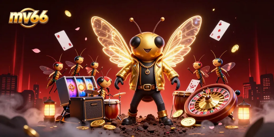 Spin roulette and win with MV66 at this vibrant online casino illustration featuring colorful game elements.
