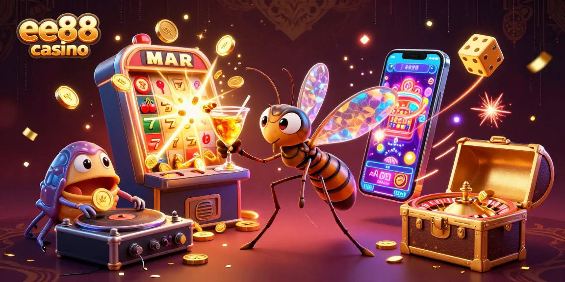 Immerse in the excitement of ee88 casino with a vibrant scene celebrating gaming action and luck.