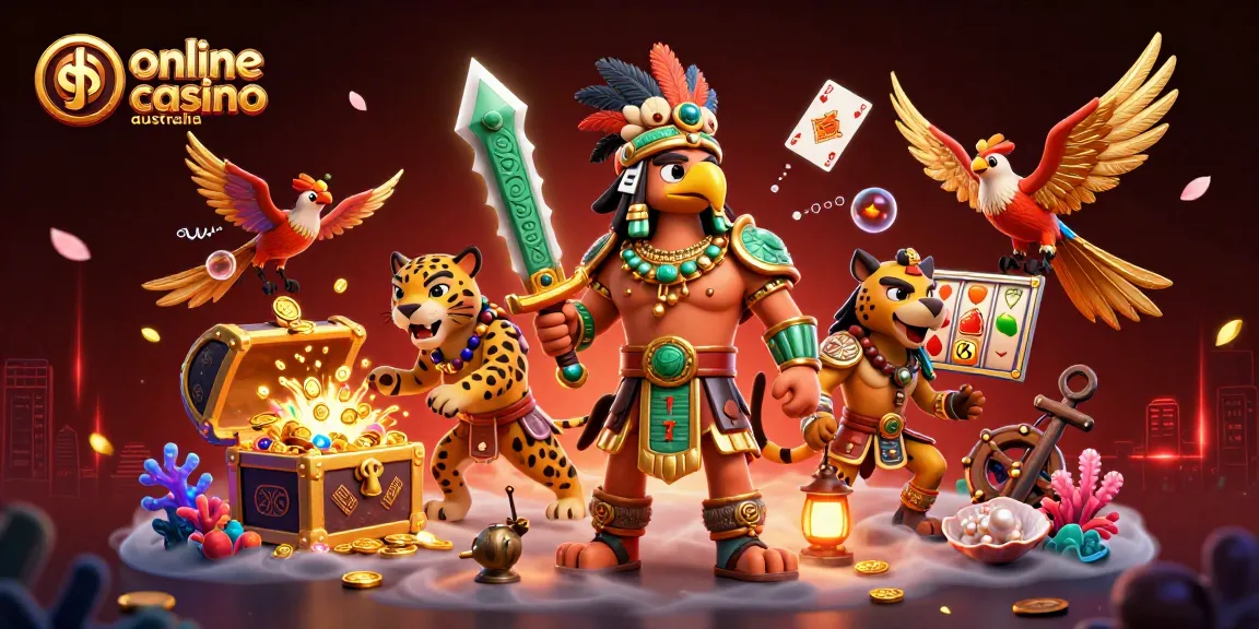 Experience the thrill of online casino Australia with vibrant 3D warriors and dynamic gaming elements.