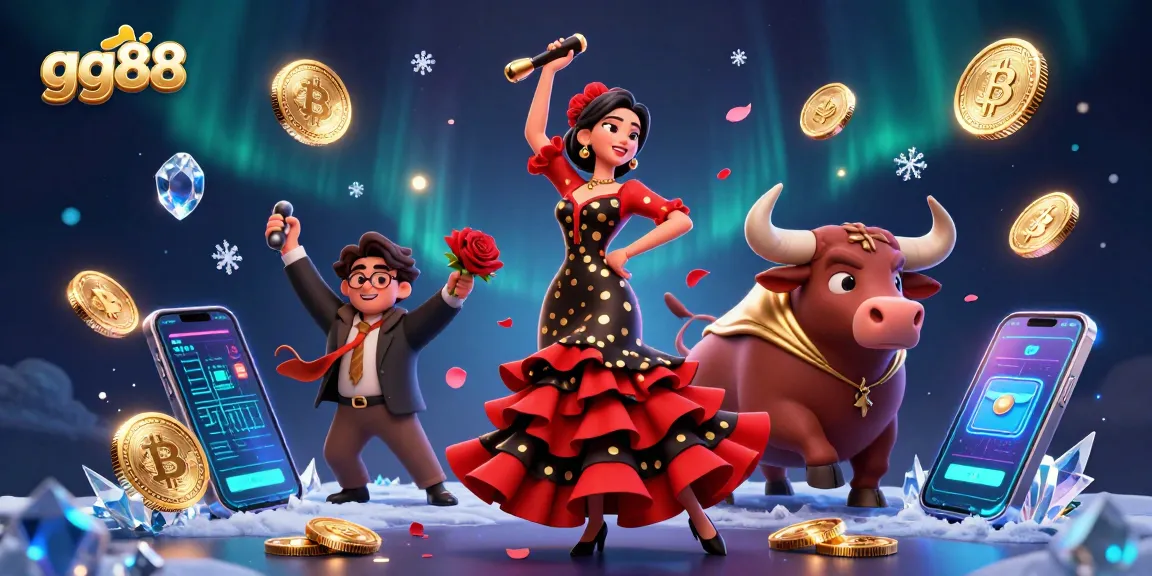Experience the excitement of gg88 with vibrant games and winning chances in this casino-themed illustration.