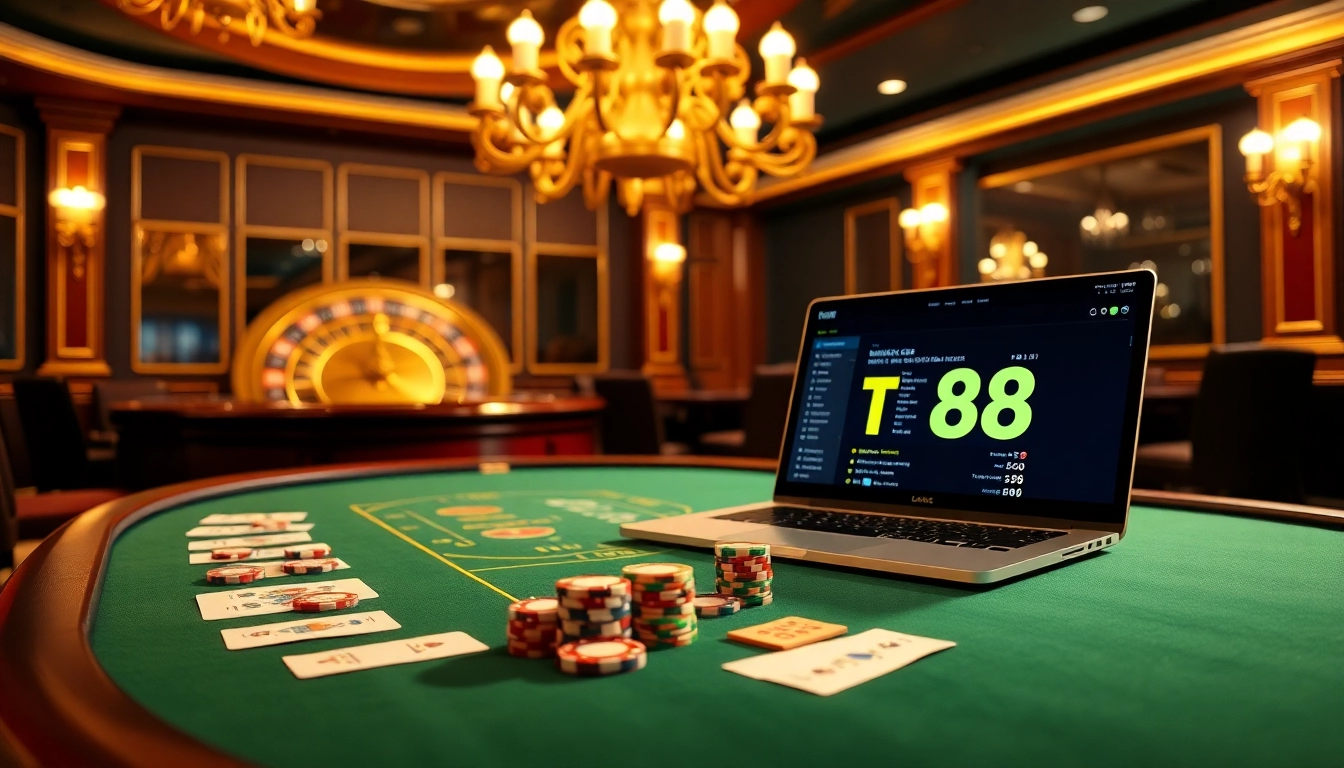 Experience thrilling action at trang chủ tt88 with poker chips and cards on an elegant casino table.