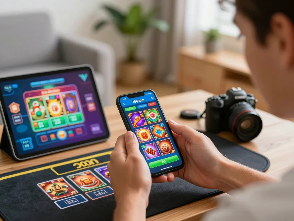 Engaging mobile gaming moment featuring 789wim app displayed on smartphone, emphasizing excitement in responsible gambling