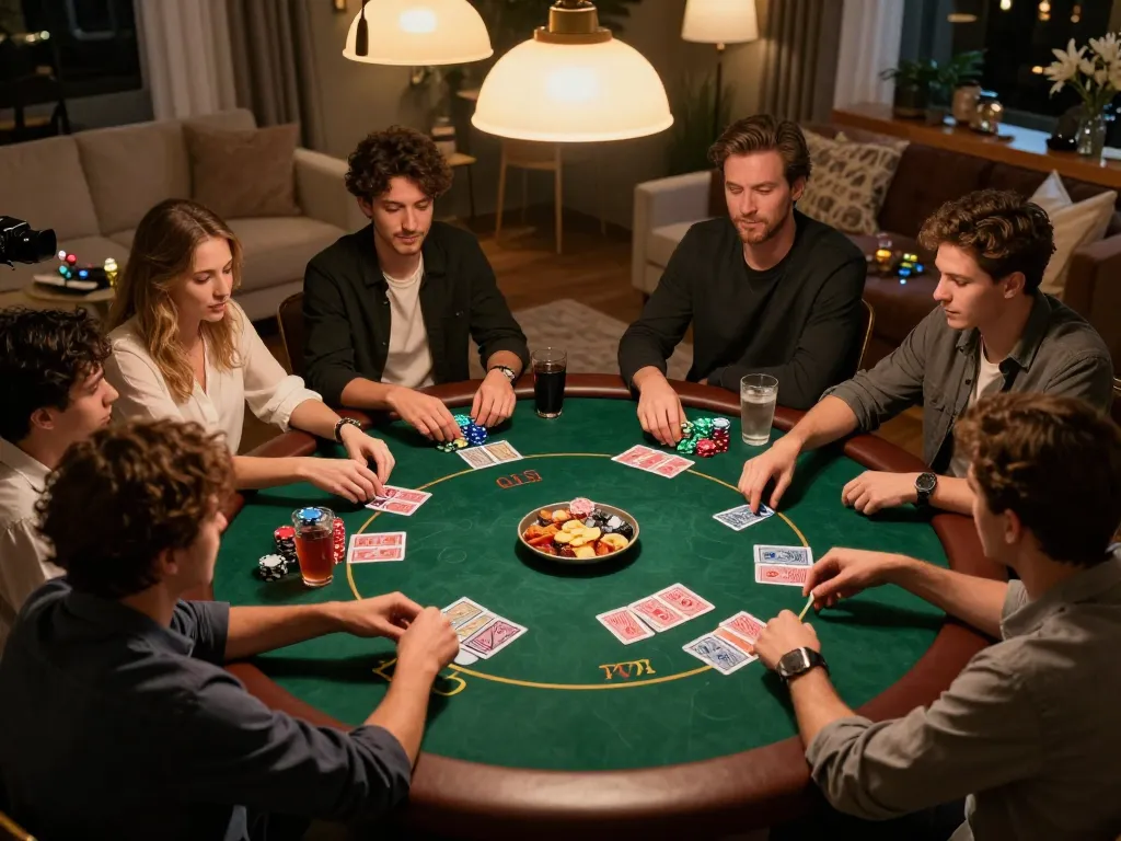 Players enjoying poker night at home while creating memorable moments with https://789win2.us.com/ gaming strategies.