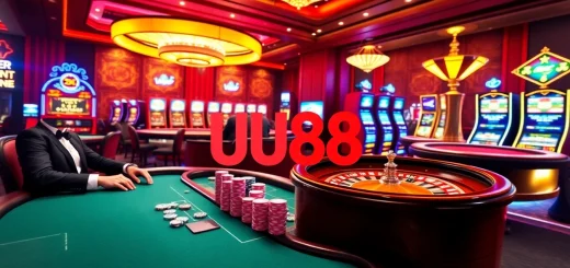 UU88 players enjoying an exciting game of poker at a luxurious casino table.