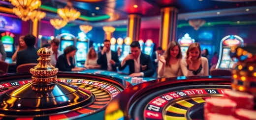 Experience the excitement of lodetructuyen with vibrant casino tables and spinning roulette wheels.