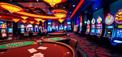 Players enjoying poker games and slot machines at thabet.com casino.