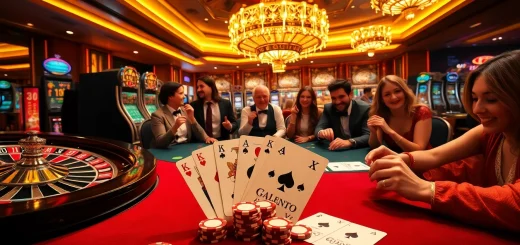 Experience the excitement of 32win com with vibrant roulette wheels and poker tables in a luxurious casino setting.