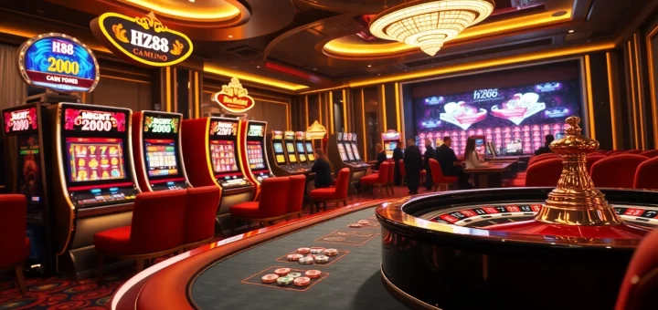 Experience the thrill of HZ88 online gambling with vibrant casino visuals and engaging gaming elements.