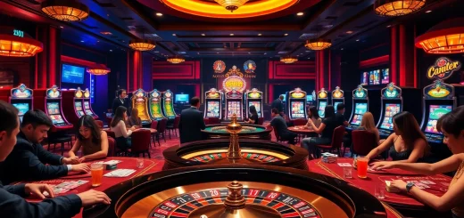 Engage in thrilling gaming action at https://www.bdtk1.app/ featuring luxurious casino tables and vibrant slot machines.